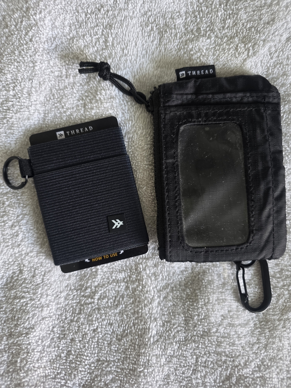 THREAD Black Elastic Card Wallet + Black Nylon ID Pouch Wallet